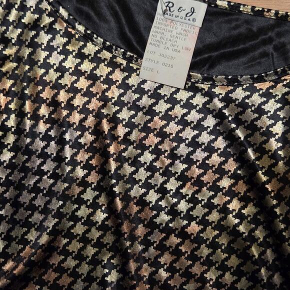 R&J Flashy Shine Disco Vintage 80's 90's Metallic Top L - Picture 2 of 2